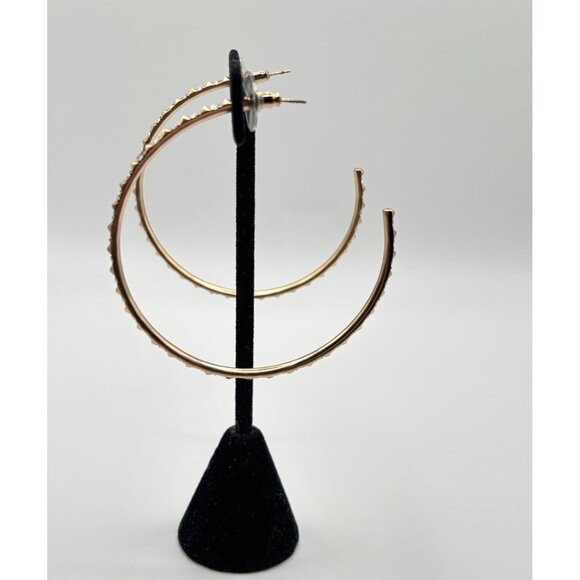 Kendra Scott Gold Studded Geometric Large Hoop Earrings - Picture 6 of 7